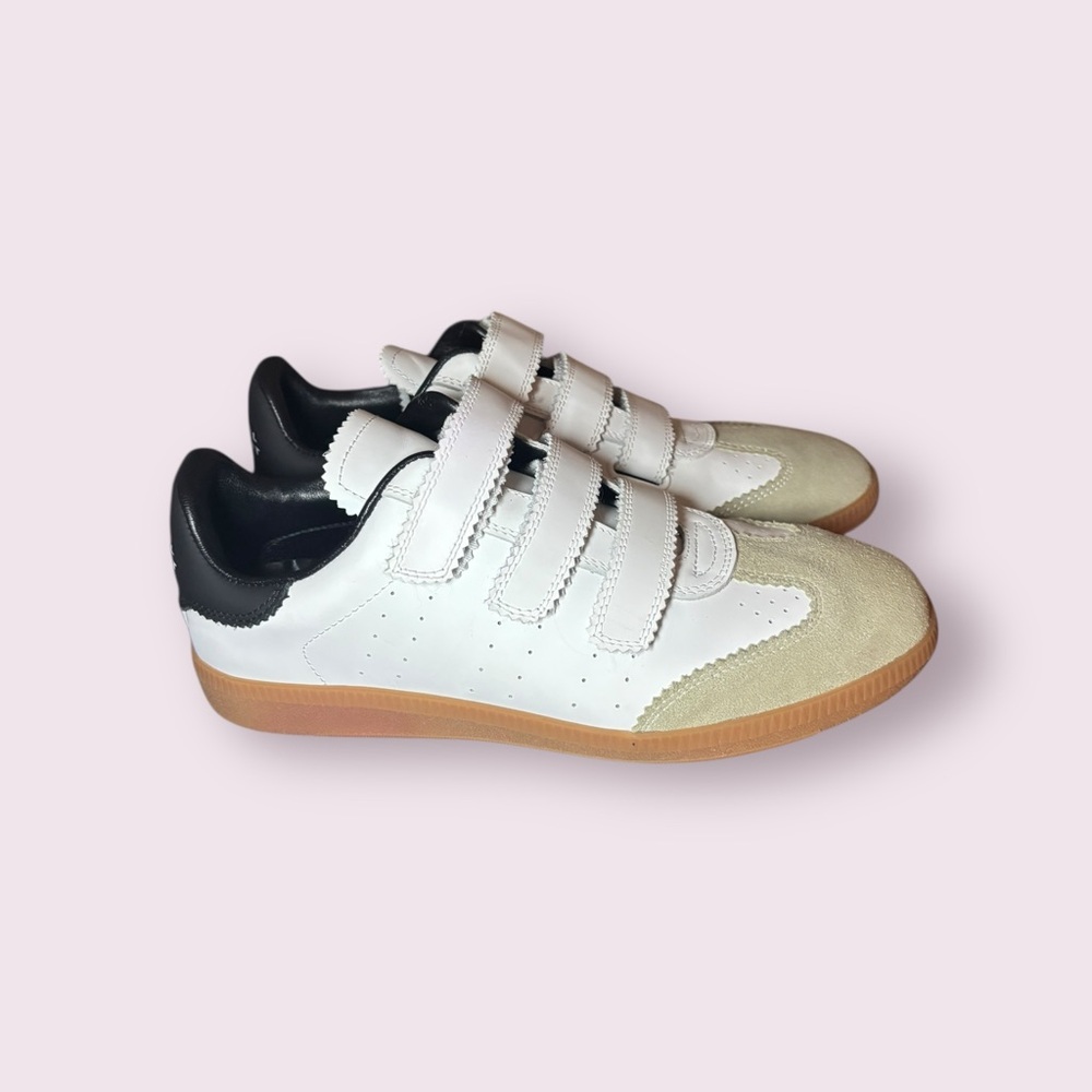 AUTHENTIC Isabel Marant Beth $500 White Leather  Size 40 Sneakers - Picture 3 of 7
